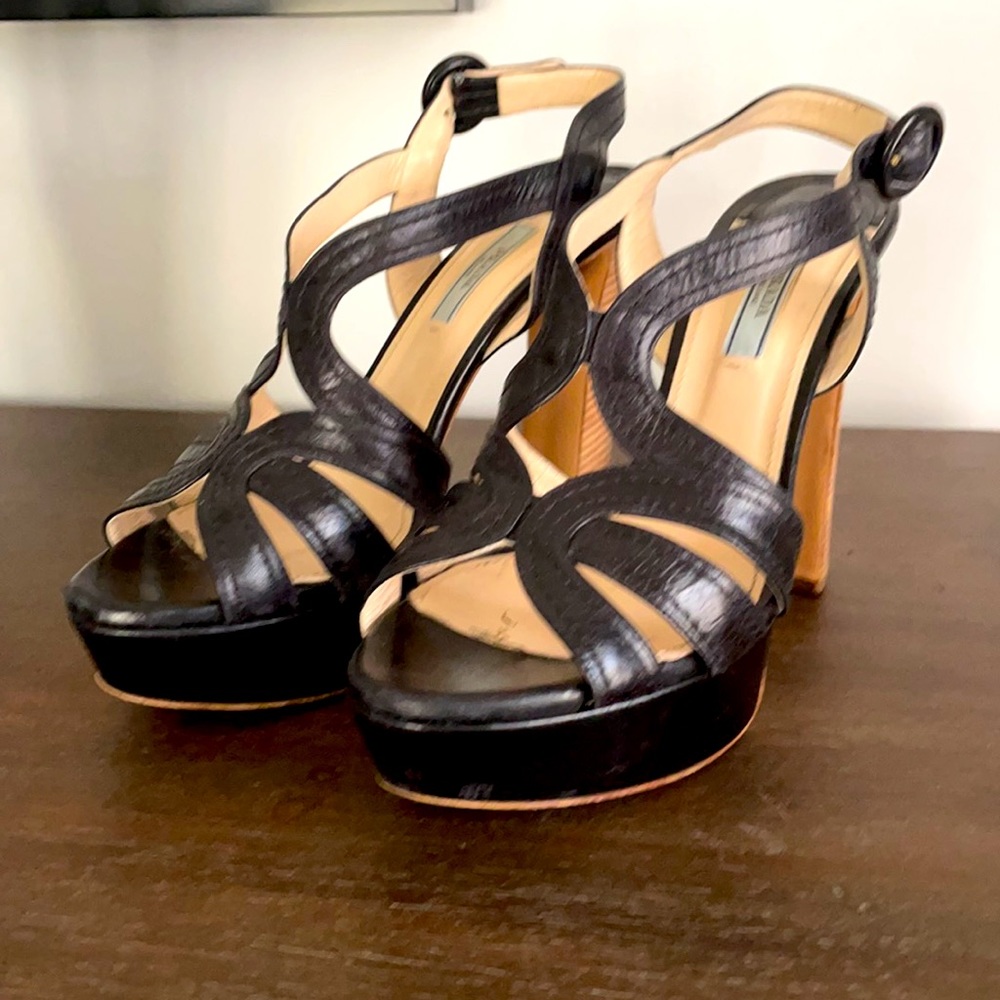 Prada platform , high heel black leather